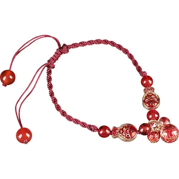

cute Stone Beads Red Color Sea Fish Anklets For Women New Sounding Bell Anklet Leg Ankle Bracelet Handmade Bohemian Jewelry