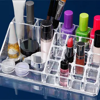 

Transparent Crystal Lipstick Rack Conrtainer Jewelry Display Stand Set Powder Cushion Jewelry Drawer Storage Holder