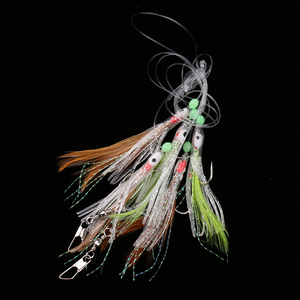 

Sabiki Fishing Lure Rigs Bait Jigs Lure Soft Lure String Crystal Barbed Hook with Barrel Swivel