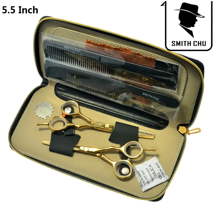 Smith Chu 5," Профессиональные Парикмахерские ножницы для стрижки волос Парикмахерские филировочные ножницы Smith Chu машинка для стрижки волос LZS0022 - Цвет: LZS0067 55 with bag