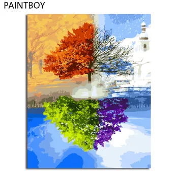 

PAINTBOY Framed Pictures Painting By Numbers Wall Art Of Landscape DIY Canvas Oil Painting Home Decor For Living Room