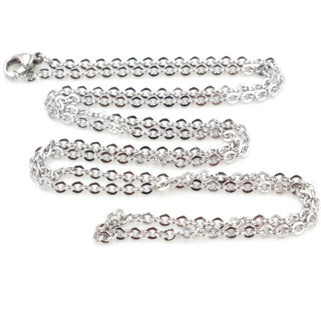 ( No Fade ) 5pcs /lot 3x2mm Man Women Chain Necklace 316L Stainless Steel O Link Pendant Fashion Jewelry 50CM 70CM Long | Украшения и