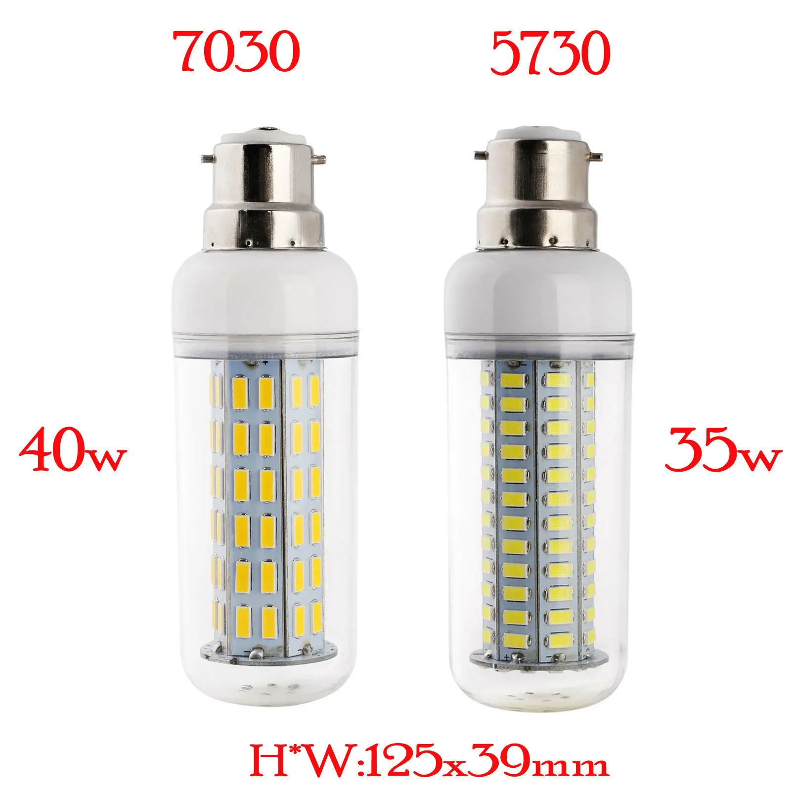 B22 Светодиодный светильник для кукурузы E26 E27 B22 E14 35W 40W 5730 7030 SMD лампа 110V 220V 100W галогенные лампы эквивалент для домашнего декора ампул - Испускаемый цвет: B22