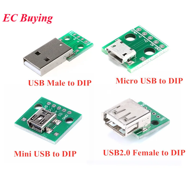 1 pz Tipo A USB Femmina A DIP 2.54 MM PCB Scheda Adattatore Convertore connettore USB usb femmina Per Arduino