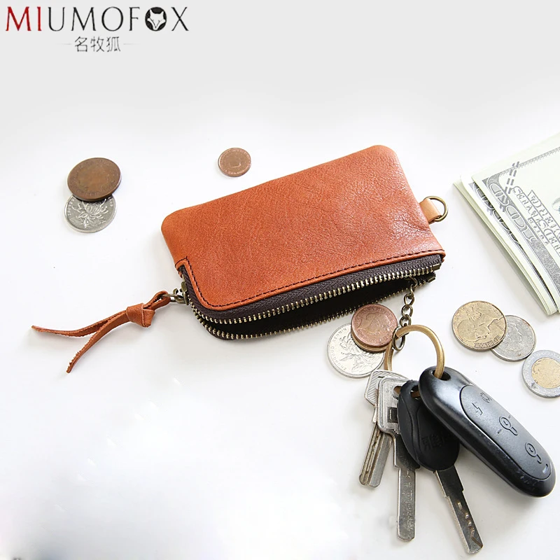 

Genuine Leather Keychain Men Women Key Case Multifunction Change Organizer Pouch Wallet Zipper Car Key Holder Smart Housekeeper
