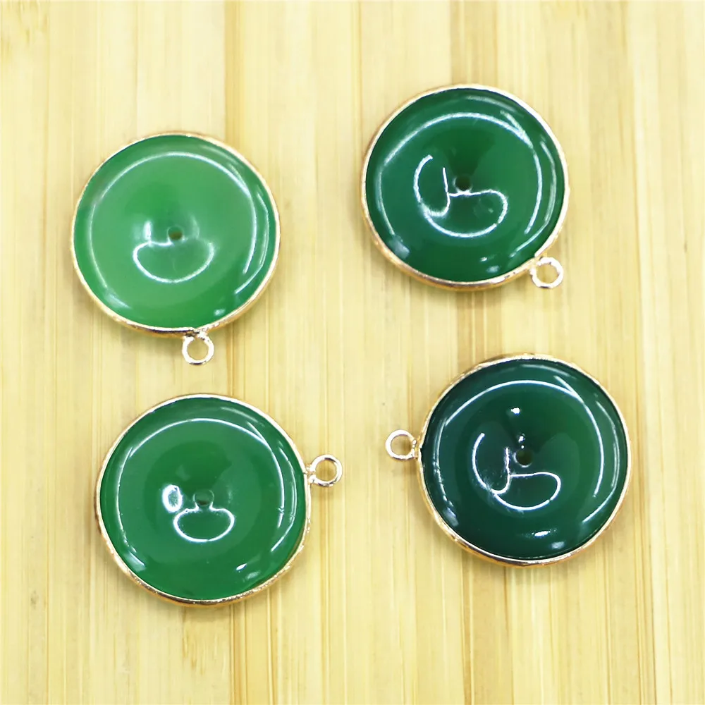 

4pcs/lot Free Shipping New Good Quality Natural Green Aventurine Gogo Donut Pendants Beads 26mm for Jewelry Making Wholesale