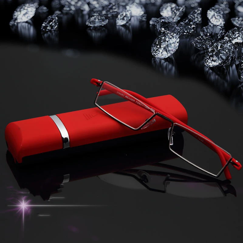 SEEMFLY гибкий черный с плоскими стеклами и половинной рамкой полу без оправы для чтения очки для чтения с Чехол Высокое качество HD Портативный противоусталостные очки