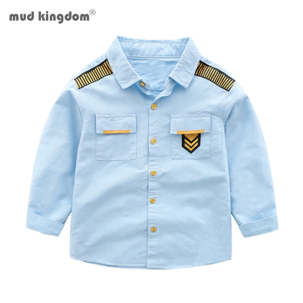 

Mudkingdom Boys Shirts Spring Autumn Long Sleeve Lapel Navy Style Kids Clothes Casual Tops for Boys