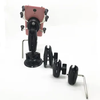 

Car Window Twist Lock Suction Cup Mount Ball Head +65mm or 95mm Double Socket Arm + Universal X-Grip w/1 inch ball for ram mount