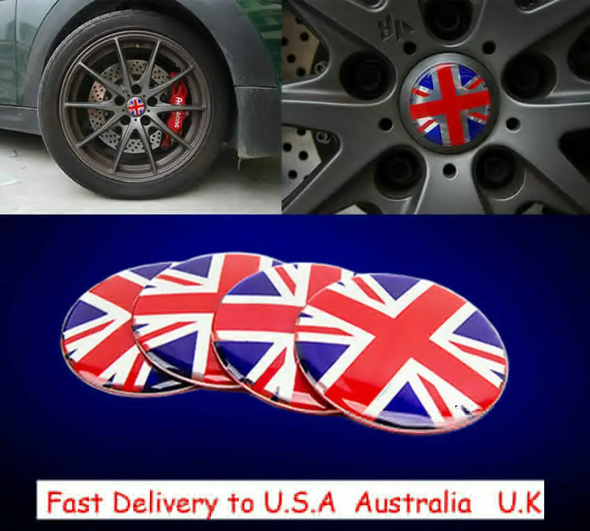 

4x 56mm The Union Jack UK Flag Car Wheel Center Hub Caps Badge Emblems Sticker