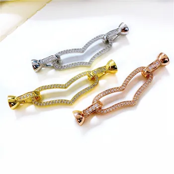 

Copper Clasps 18K Gold plated DIY Pearls Jewelry Fittings Fastener Connector Clasps For DIY Gems Pearls Necklace Bracelet Clasp