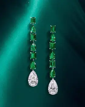 

janeklly trendy Geometric drop dangle Earrings For Women Accessories Full Cubic Zirconia Earrings Jewelry pendientes mujer moda