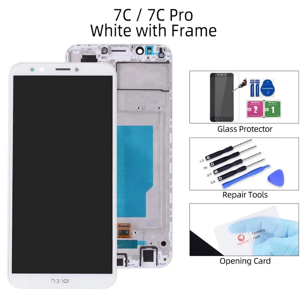7C White with Frame Дисплей для HUAWEI Honor 7A / 7A Pro / 7C / 7C Pro LCD в сборе с тачскрином ldn-l29 aum-l29 Черный белый золотой - Цвет: 7C White with Frame