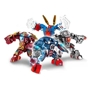 

4Pcs Super Heroes Spider Man Captain America Iron Man Model Set Building Blocks Toys For Children B567