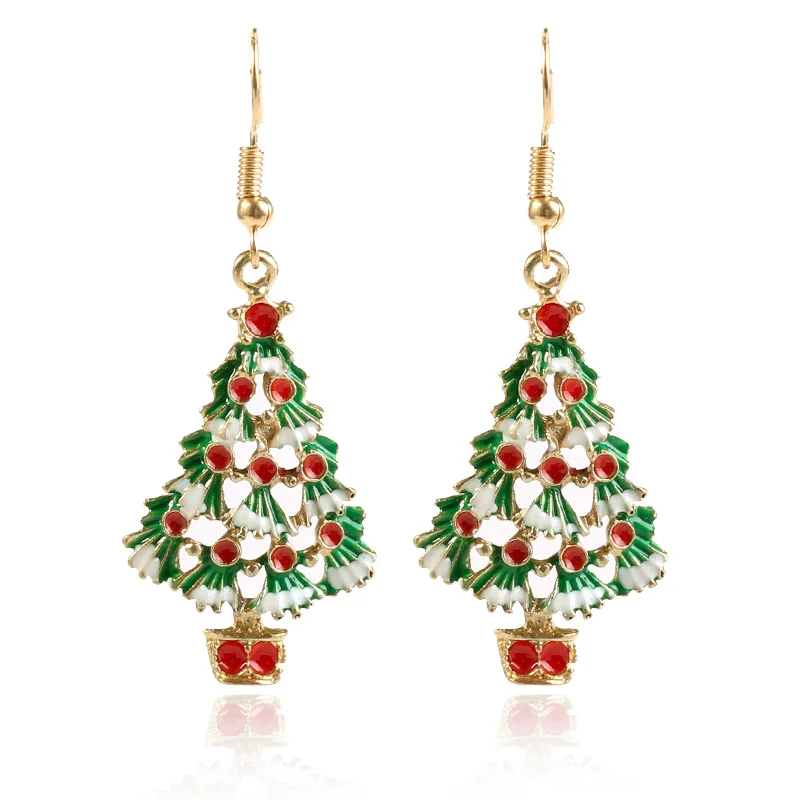 

Fashion pop earrings explosions Christmas day ornaments Christmas tree pendant earrings hot sale