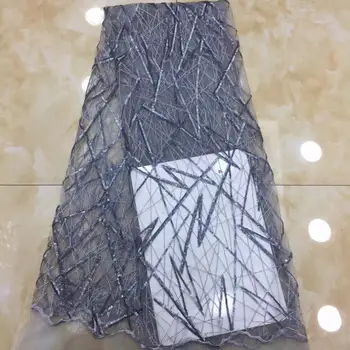 

7 colors (5yards/pc) Newest African tulle lace grey sequins embroidered French net lace fabric for elegant party dress FZZ795
