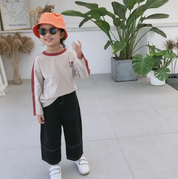 new arrival girls boys denim wide pants autumn winter fashion kids jean pants 2-7t HH563