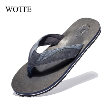 

WOTTE Summer Flip Flops Men Slippers Shoes Cool Light sandalias hombre Beach Slippers Comfortable Men's Casual Shoes Big Size 48