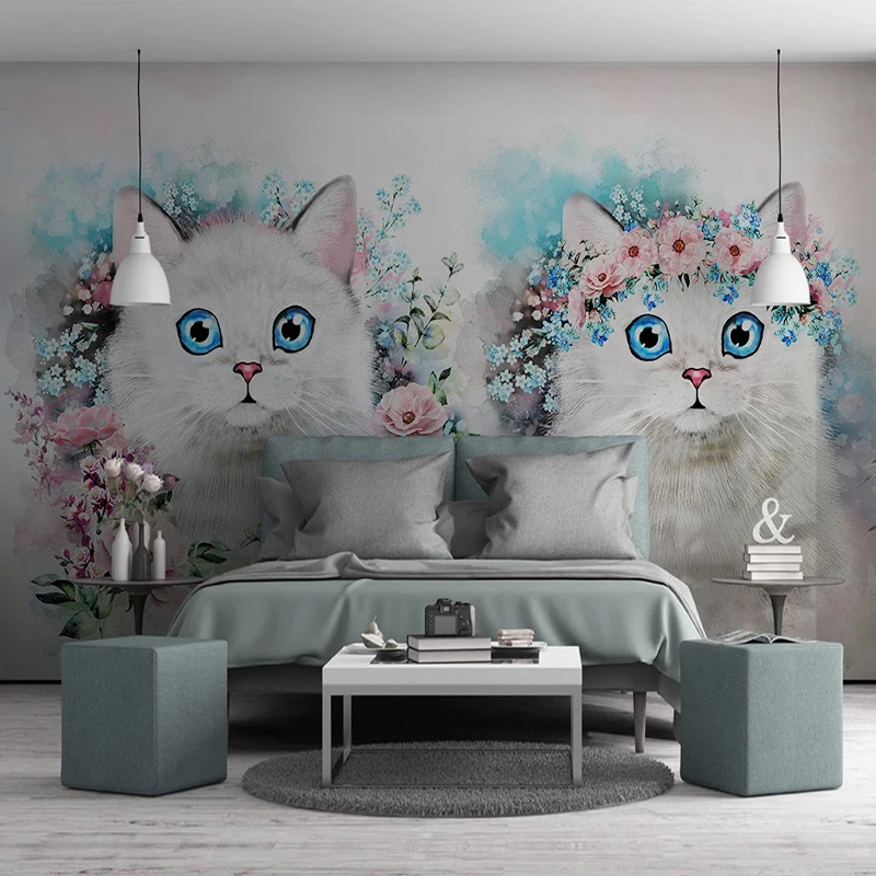 Custom-Wall-Murals-3D-Photo-Wallpaper-Flower-Cat-Girl-Room-Children-Room-Bedroom-Decoration-Background-Wall (2)
