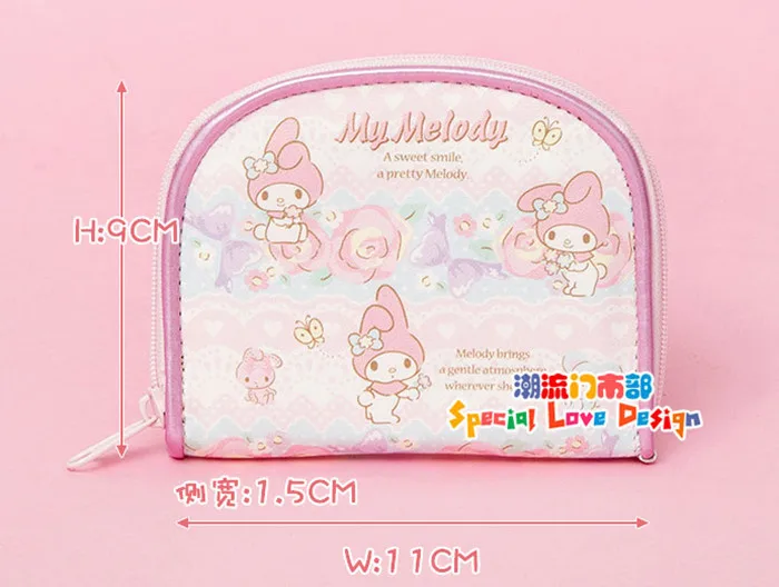 Cute Cartoon My Melody Mini Small Coin Purse Wallets Women Girls Kawaii Rabbit Rose Cherry PU Leather Money Pouch Coin Bag