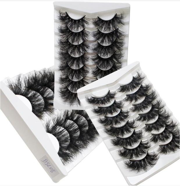 7Pairs 25mm Soft Fluffy 3D Mink False Eyelashes Dramatic Long Wispies Lash Extension Natural Volume Beauty Handmade Eye M