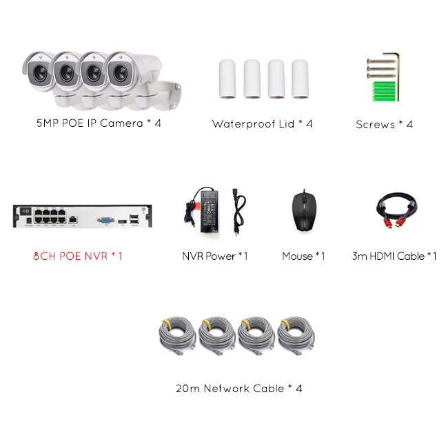 4ch 5MP poe ptz комплект системы H.265 CCTV безопасности 8ch NVR Открытый водонепроницаемый 2,8-12 мм 4X оптический зум IP камера видеонаблюдения - Цвет: 4CH