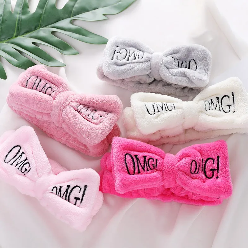 Письмо "OMG" коралловый флис мягкий бант повязки для женщин девочек милый держатель волос повязки для волос аксессуары для волос