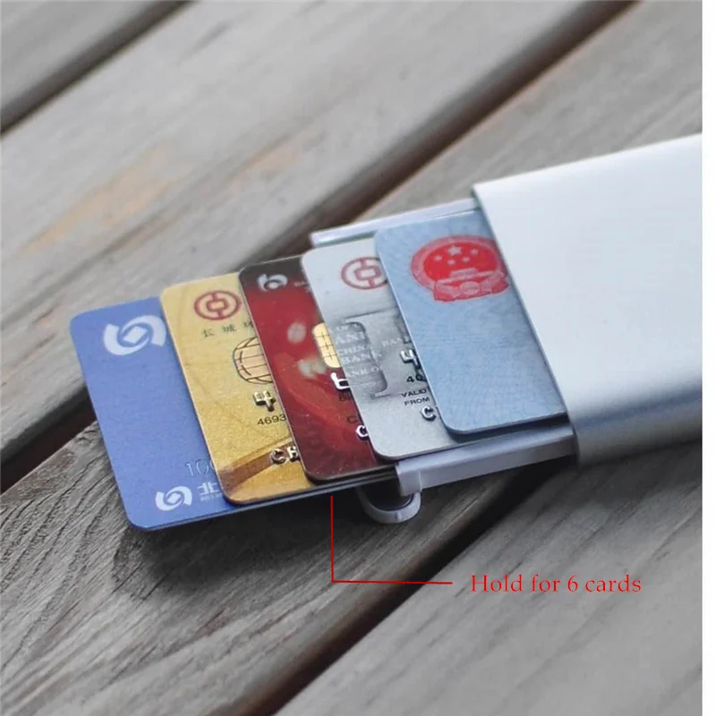 BISI GORO модный RFID кредитный держатель для карт из нержавеющей стали мини карточный кошелек всплывающая Серебряная коробка Тонкий чехол для ID карты для мужчин
