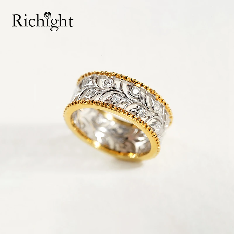

Italian Craft Retro Royal Court Engagement Ring Dubai Party Wear Jewelry Gold Ring Elegant Hollow Vine 925 Sterling Silver Rings