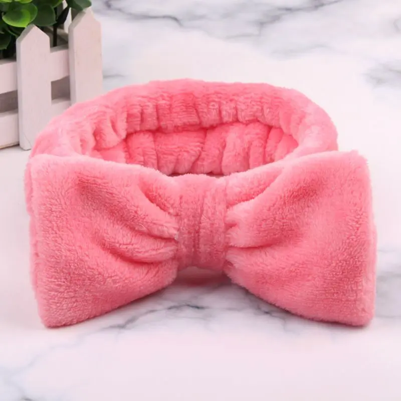 Watermelon Red Новинка OMG буквы коралловый флис мытье лица ободок с бантиком для женщин девушек держатели головных уборов резинки для волос аксессуары для волос в виде тюрбана - Цвет: Watermelon Red