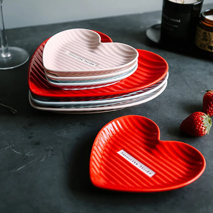 Ceramic Plate Heart Shape Plates Tableware Heart Shape Dinner Plates Heart Ceramic Dinner