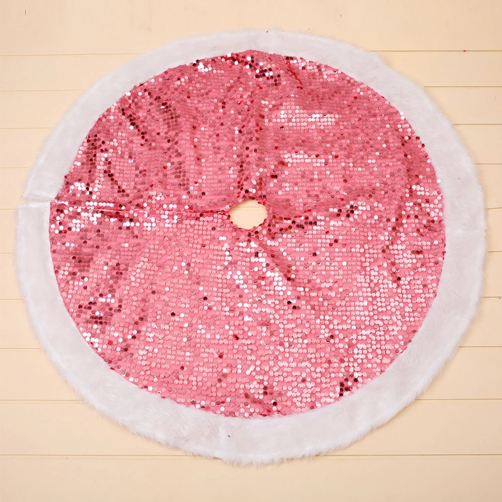 Sequins Holiday Festival Christmas Tree Skirt Home Decorative Party Sewing Large Diameter Practical Faux Fur Colorful Shining