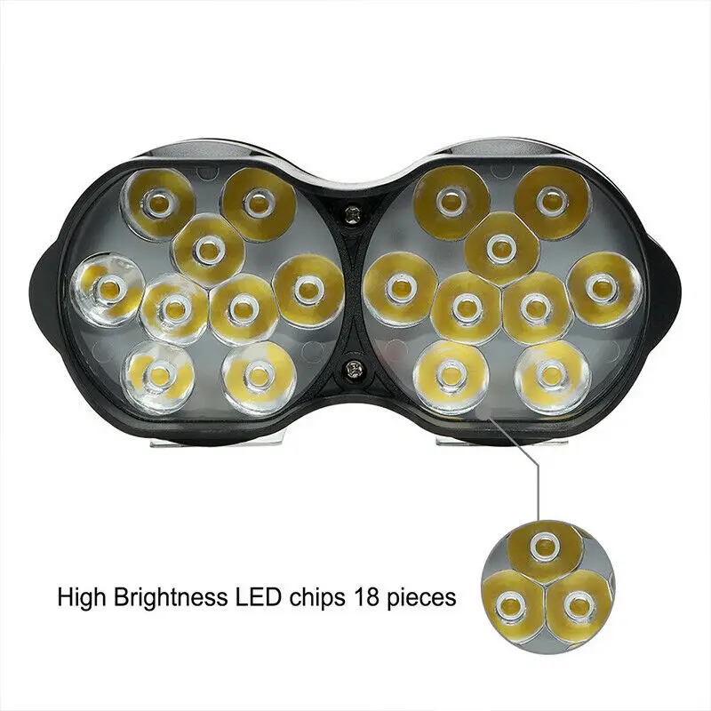 

30W 18-LED Motorcycle Dual Headlight Spotlight External Driving Fog Light Lamps Super Heat Dissipation