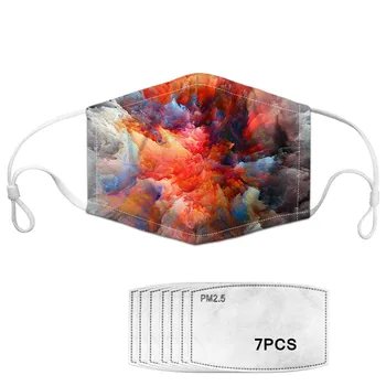 

3D Color Smoke Print Design Women Men Anti Haze Soft Btreathing Masques Children Multi Use Shield Wind Half Face Cover For Girls