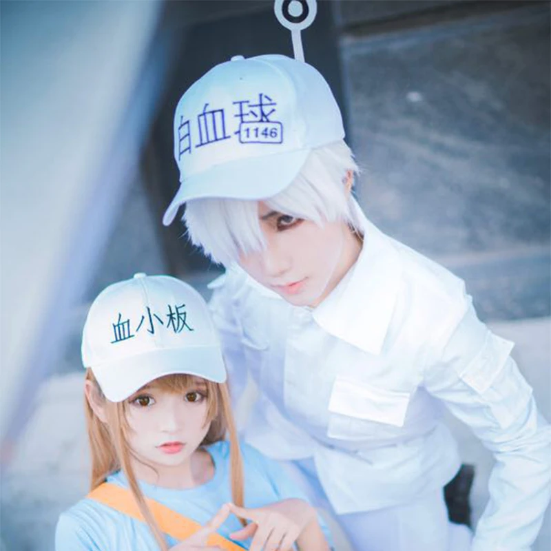 WBC White Blood Cell Leukocyte Cosplay Costume Hat Cap Lot Outfit Cells at Work WBC White Blood Cell Leukocyte Cosplay Costume Hat Cap Lot Outfit Cells at Work