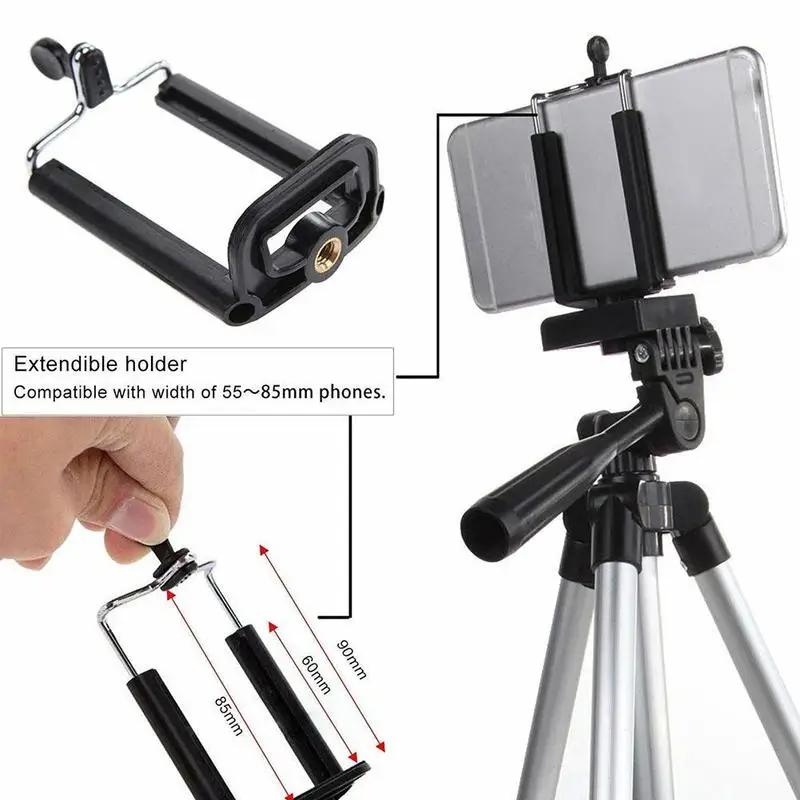  Professional Tripod Portable Flexible Aluminum Alloy Camera Tripod Stand Phone Holder for iPhone Xs