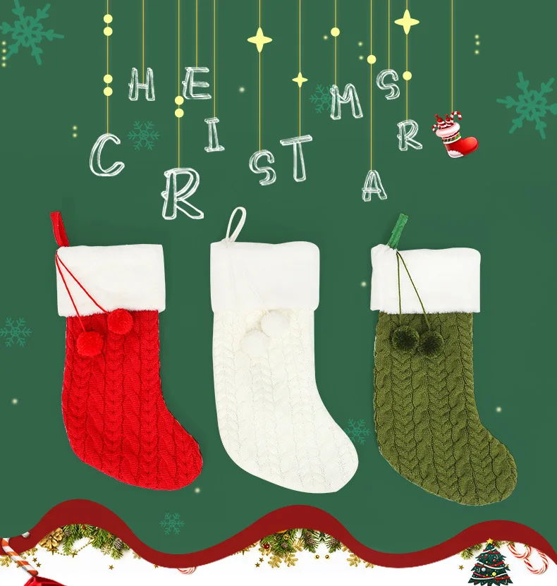 Dropship 1PC Knitted Christmas Stockings Xmas Presents Bag New Year Home Decor Ornaments Christmas Gift Storage
