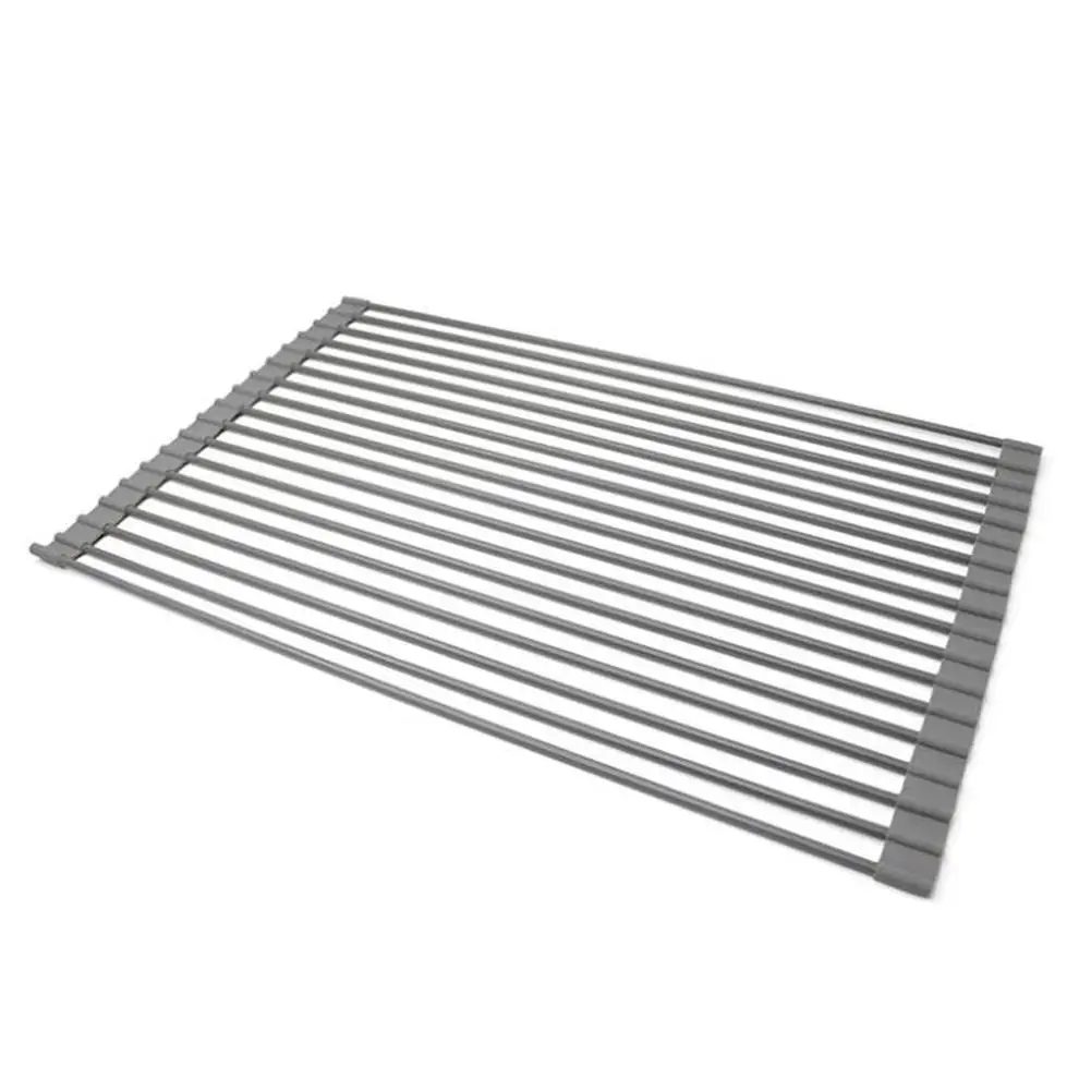 

Foldable Over Sink Kitchen Drainer Rack Roll Up Dish Drying Rack 20.6X 13 Inch Stainless Steel Anti-Rust And Anti-Slip