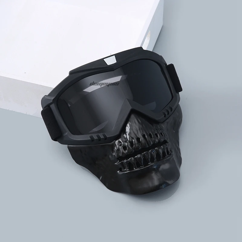 black lens Тактическая страйкбольная маска для пейнтбола, защитные маски для стрельбы, военные охотничьи маски с очками, дышащие боевые Cs Wargame, маски с черепами - Цвет: black lens