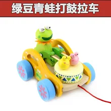 Деревянные животные фасоли мунг лягушка курган Изысканный Деревянный Детский развивающий Драг обучения Ткань автомобиль игрушка 10 юаней
