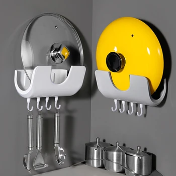 

Kitchen Organizer Self Adhesive Wall Mounted Pan Lid Holder Kitchen Storage Organizer Multipurpose Cutting Board Storage Rack