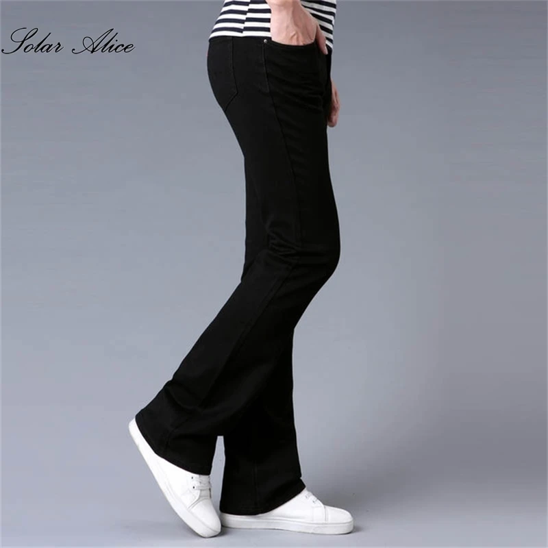 Men Casual Pants Men's Mid-waist Micro-flare Casual Pants Stretch Slim Boot Cut Multicolor Jeans Trousers
