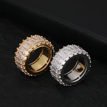 

Hip Hop Claw Setting CZ Stone Bling Ice Out Geometric Round Finger Rings for Men Women Rapper Jewelry Gift Drop Shipping