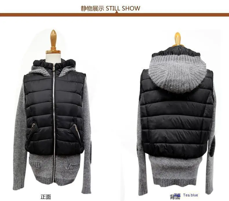 Ebay2019 осень и зима стиль Европа и Америка Женский смешанный макет из двух частей Толстая хлопковая стеганая одежда короткое пальто