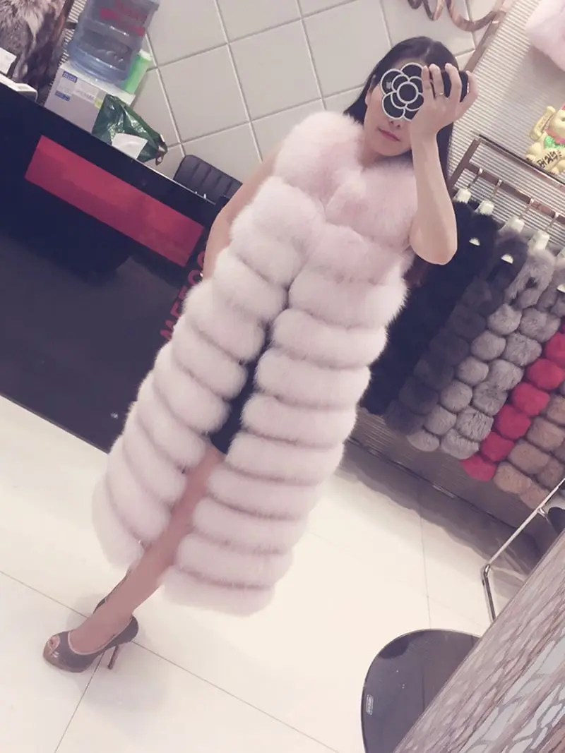 Manteau Fausse Fourrure Femme длинный 2019 пушистый меховой жилет роскошное Женское пальто из