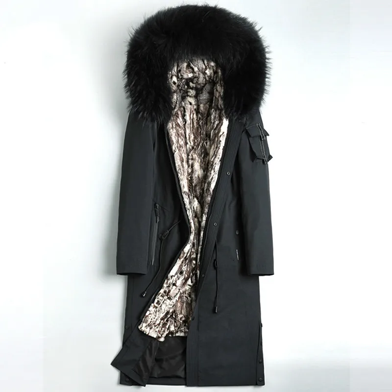 Grey mink Длинная зимняя парка, пальто с натуральным мехом, мужская теплая куртка, подкладка из меха норки, воротник из меха енота, мужские парки 4528 KJ3021 - Цвет: Grey mink