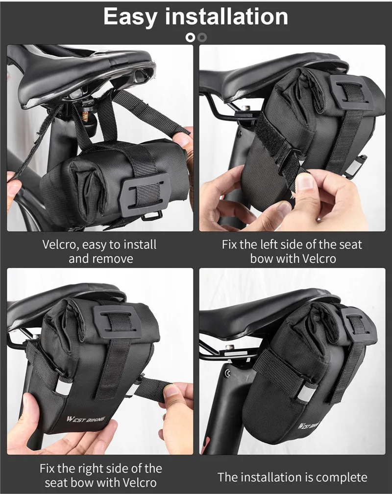Adjustable Bicycle Saddle Bag Rainproof Reflective Rear Seatpost Saddle Bag MTB Road Bike Folding Tail Bags Cycling Accessories