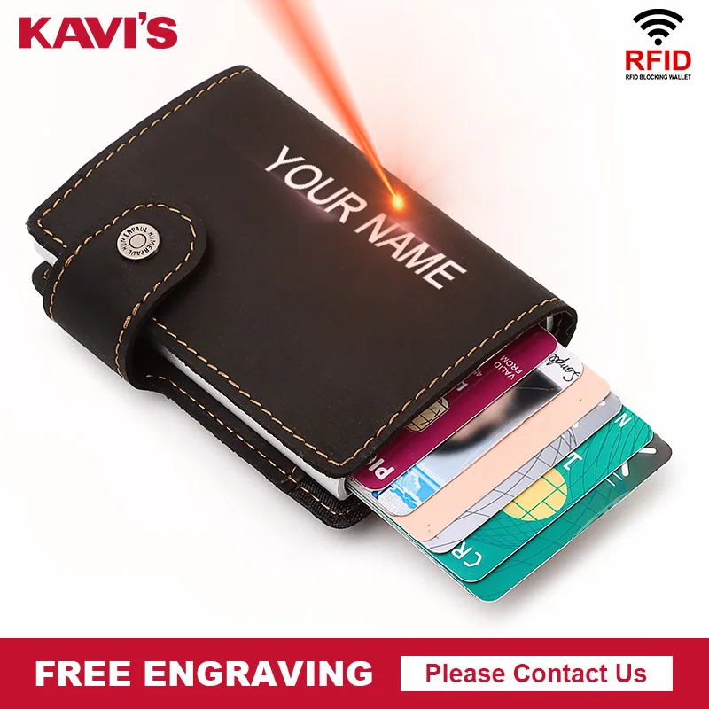 

KAVIS New Credit Card Holder RFID Blocking Mini Coin Wallet With Coffee Pocket Business ID Card Purse Male Business Card Holders