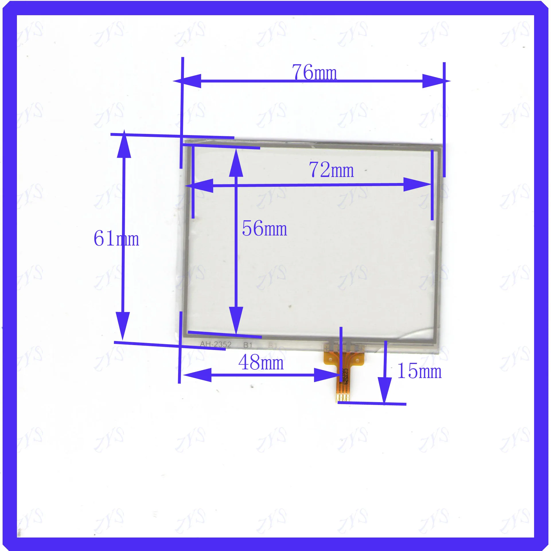 

ZhiYuSun AH2352 this is compatible 76*61mm Touch screen senso industrial control 76*61 Resistance screen AH 2352 For gps car