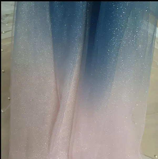 100*150cm Gradient Blue Pink Bronzed Fabric Lace Mesh Starry for Wedding Dresses Performance Fahion Clothing | Дом и сад